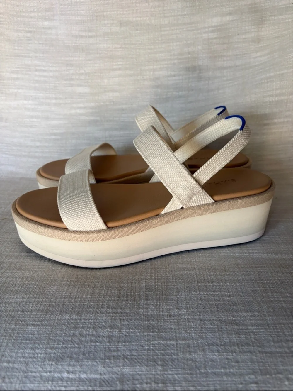 Rothy's Cream Platform Slingback Sandals